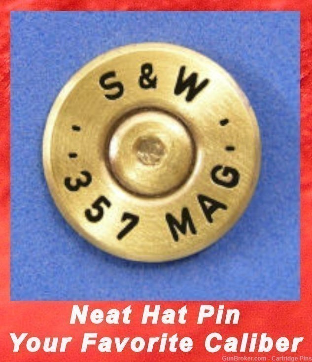S&W 357 MAG MAGNUM Cartridge Hat Pin  Tie Tac  Ammo Bullet-img-2