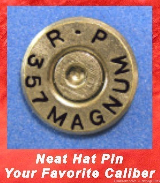 Remington R-P 357 MAGNUM  Nickel Cartridge Hat Pin  Tie Tac  Ammo Bullet-img-2