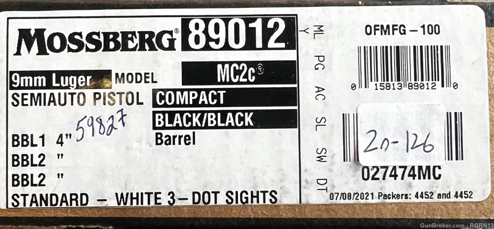 Mossberg MC2C Compact 9MM Pistol, Black  - 89012-img-4