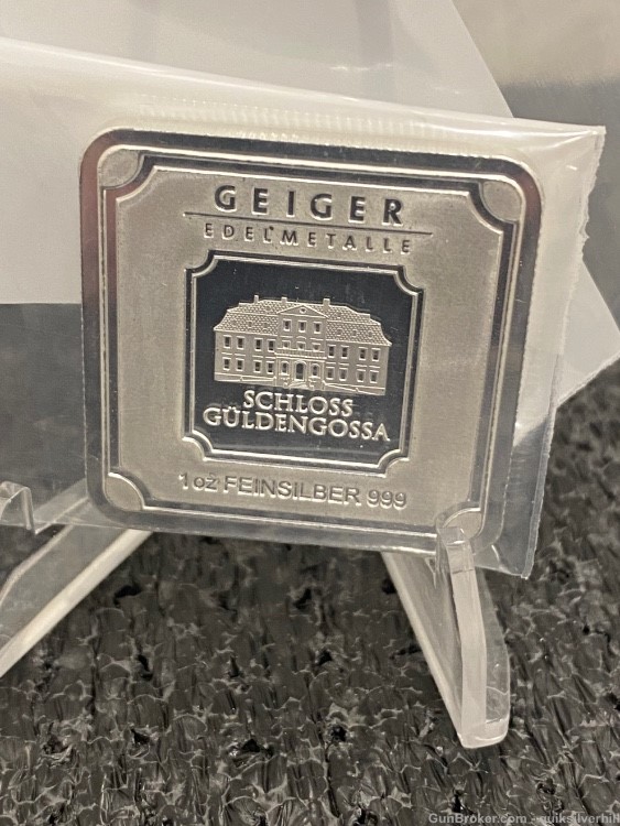 Beautiful Premium German Made Geiger 1 Troy Ounce Silver Bar 999 Fine-img-0