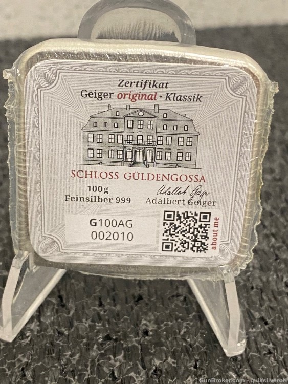 Beautiful Premium German Made Geiger 100 Gram Silver Bar 999 Fine-img-1