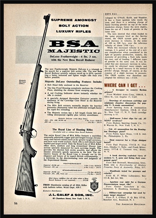 1960 BSA Majestic Deluxe Featherweight Rifle PRINT AD-img-1