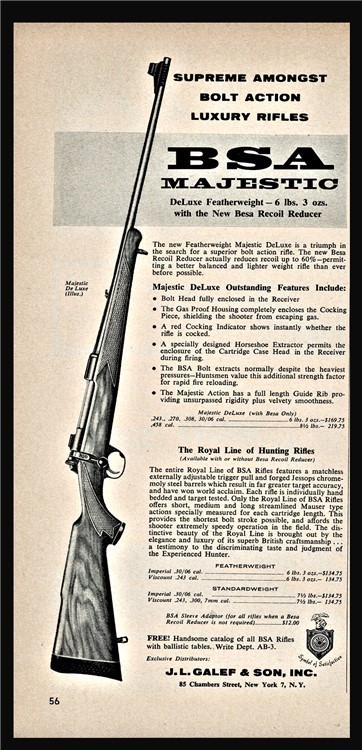 1960 BSA Majestic Deluxe Featherweight Rifle PRINT AD-img-0