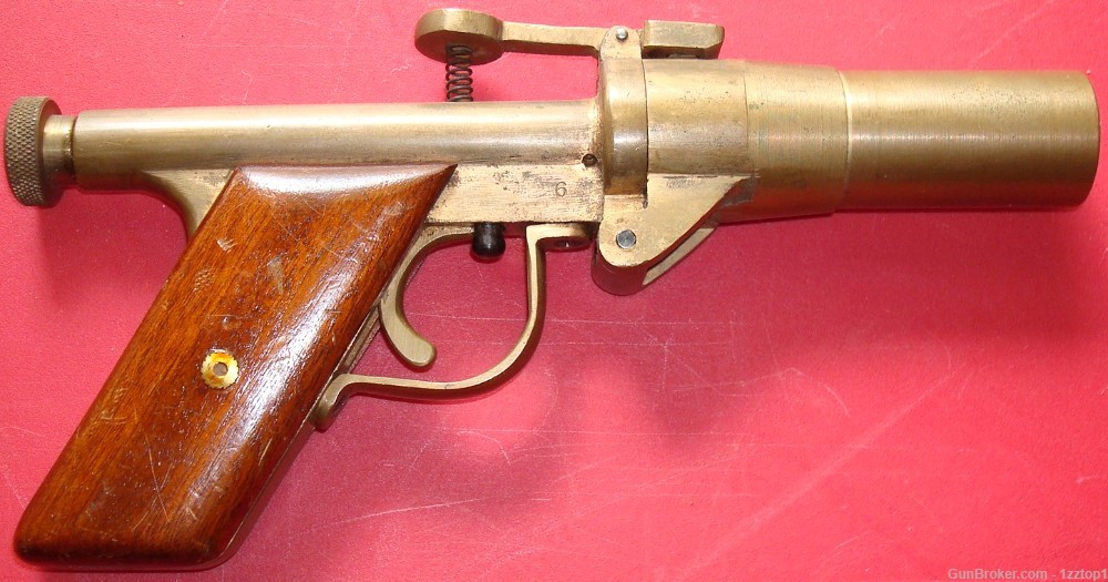 Prototype Brass British Schermuly Flare / Signal Gun - 1 inch Flares. -img-3