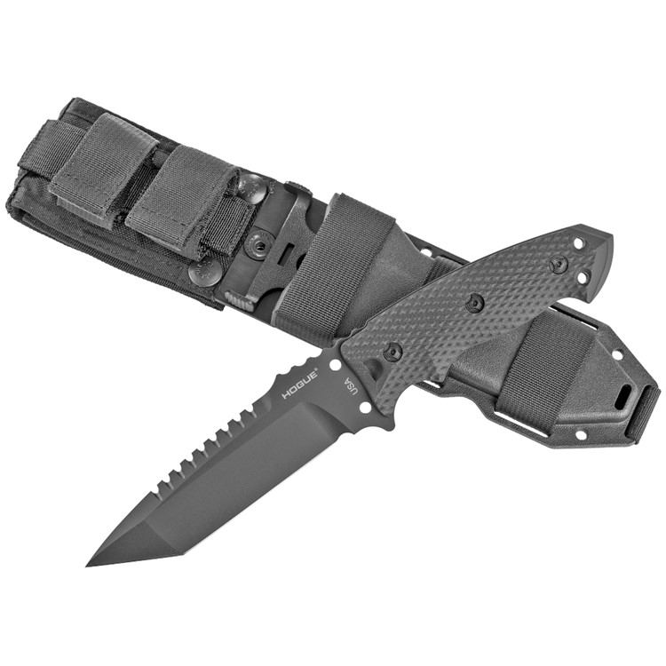 Hogue EX-F01 Fixed Blade Knife, 5.5" Tanto, A2 Tool Steel, G10 Blk Handle-img-1