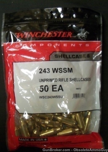 243 WSSM Brass New Sealed bag 50 cases 243wssm Winchester super short mag -img-0