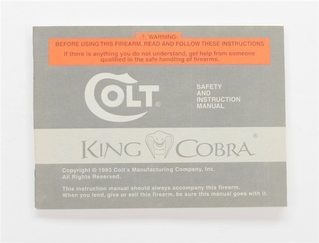 Colt King Cobra 1993 Manual, Letter, More-img-1