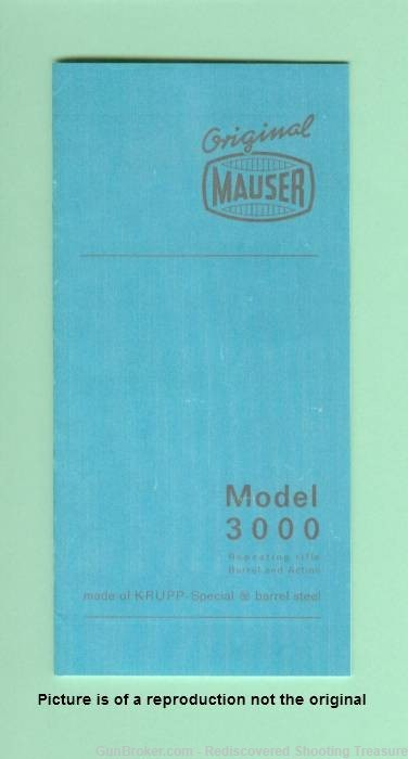 Mauser 3000 Rifle Factory Instruction Manual Repro-img-0