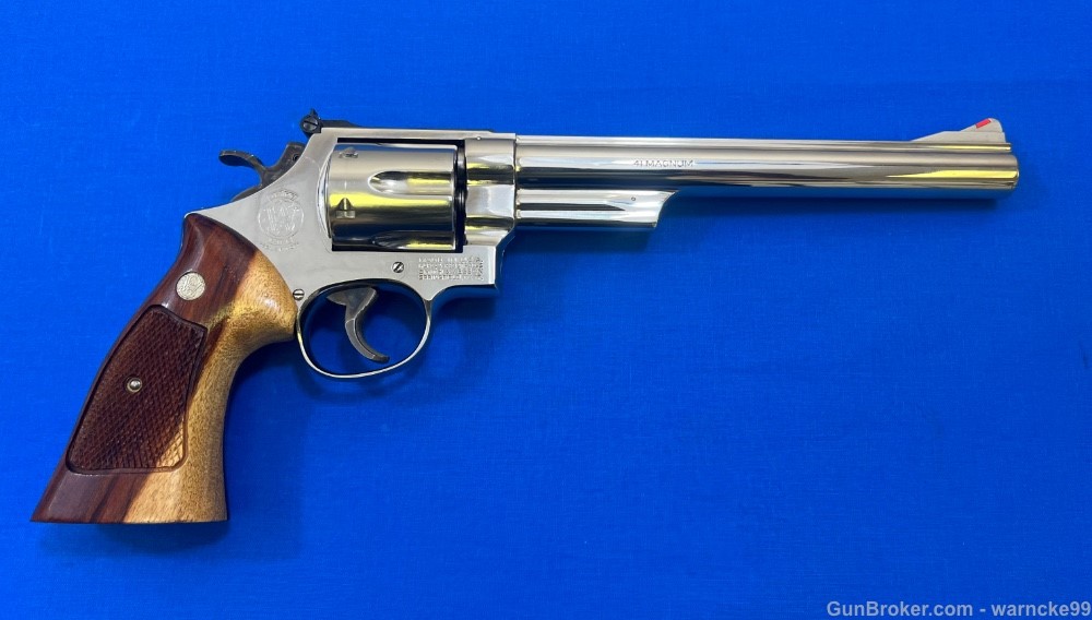 Excellent Smith & Wesson Model 57 (no dash) Nickel Revolver, 8 inch Barrel-img-0