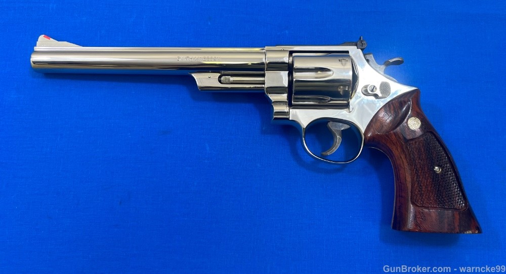 Excellent Smith & Wesson Model 57 (no dash) Nickel Revolver, 8 inch Barrel-img-1