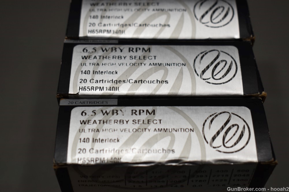 5 Boxes 100 Rds Weatherby Select 6.5 RPM 140G Interlock Ultra High Velocity-img-6