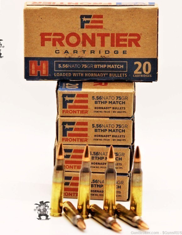 Hornady Frontier 5.56 NATO 75 Grain BTHP MATCH Hollow Point FR320 100 RDS-img-5