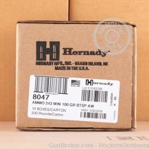 200 Rds Hornady American Whitetail Soft Point 243 Win 100 Grain 8047-img-0