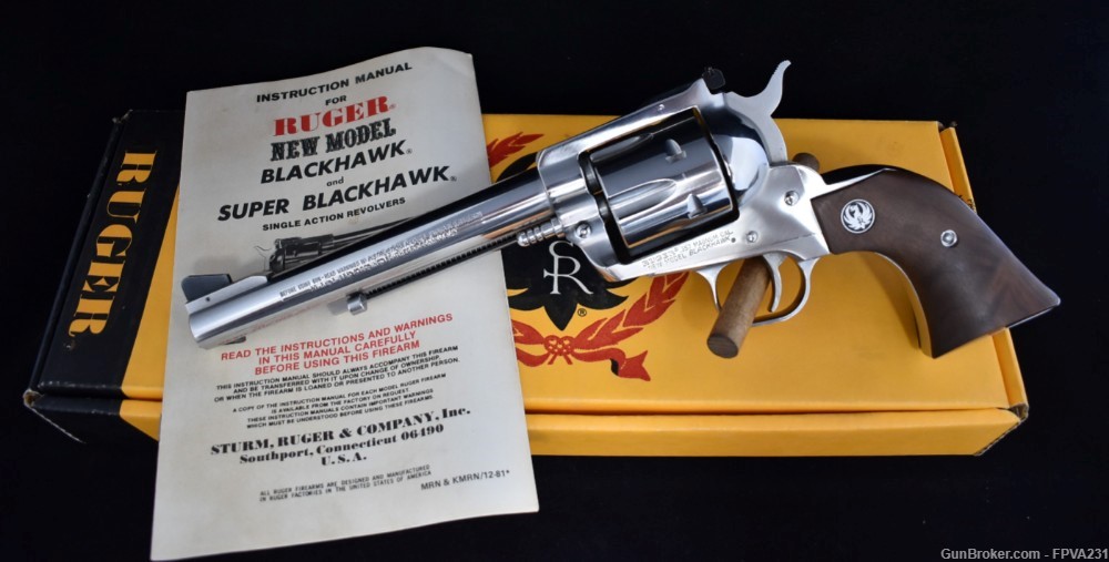 Ruger Blackhawk 357 Magnum Revolver Stainless 6.5” in Box Estate Sale 1983-img-0