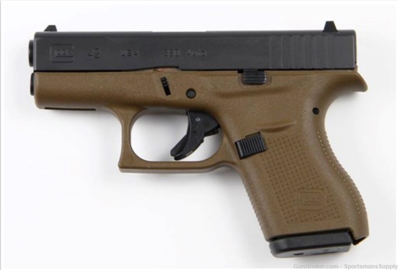 Glock G42 FDE in .380 ACP with 3.25" Brl and 2-6 Rnd Mags NIB!!-img-0