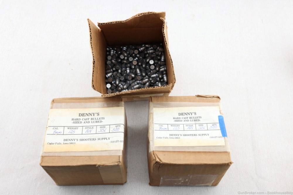 Lot of NOS 1250 9mm bullets - Round Nose - 125 Grain-img-0