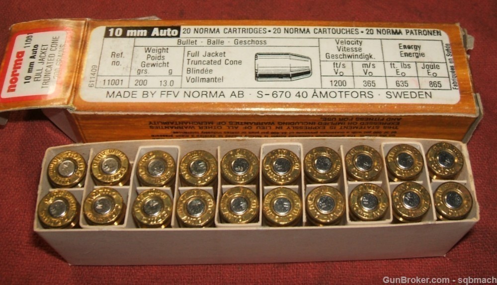 Norma FFV 10mm Auto Ammunition Ammo 20 Rds in Box 200 Gr Exc-img-8