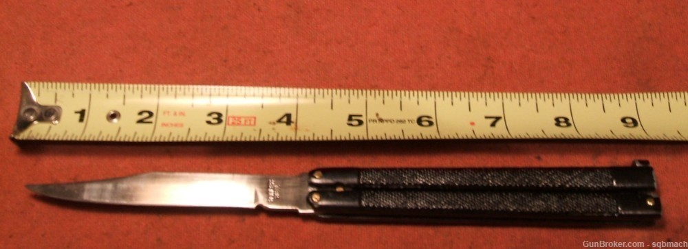 Butterfly Knife Used 4" Blade Black Aluminum Handles-img-6