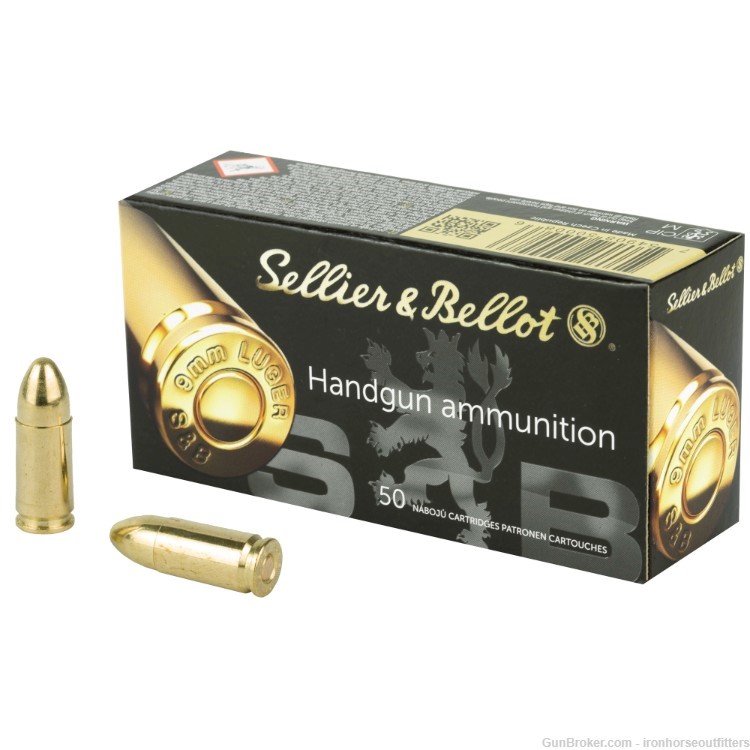 Sellier & Bellot S&B Handgun Ammunition 9mm Luger 115 Grain FMJ 250 Rounds-img-0