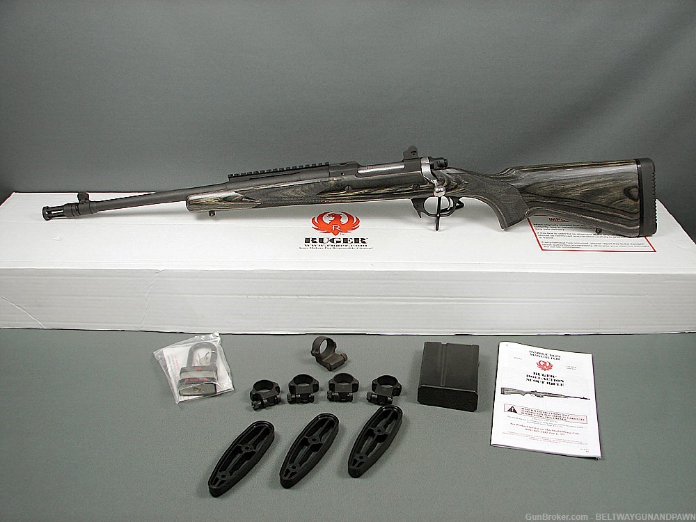 Ruger M77 Hawkeye LH Lefty Gunsite Scout 308 Win w/Factory Box and Extras-img-0