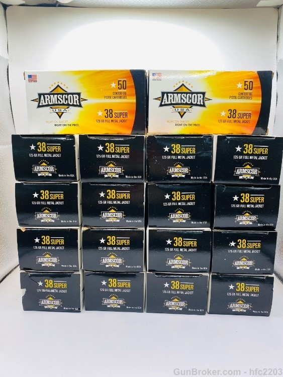 ARMSCOR 38 Super Ammo 125gr Full Metal Jacket 900 rds Factory New in Box-img-0