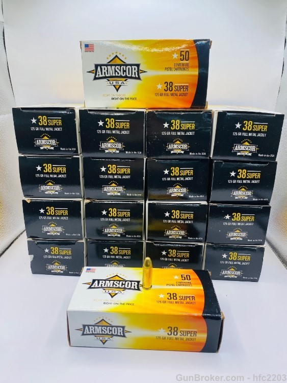 ARMSCOR 38 Super Ammo 125gr Full Metal Jacket 900 rds Factory New in Box-img-3