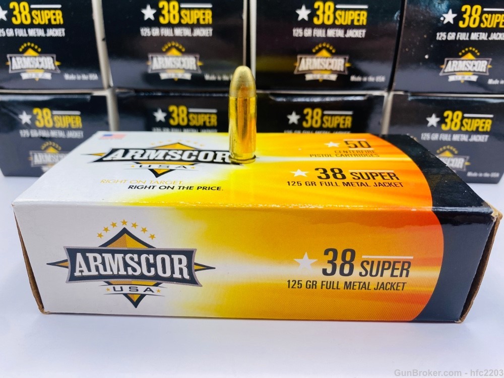 ARMSCOR 38 Super Ammo 125gr Full Metal Jacket 900 rds Factory New in Box-img-1