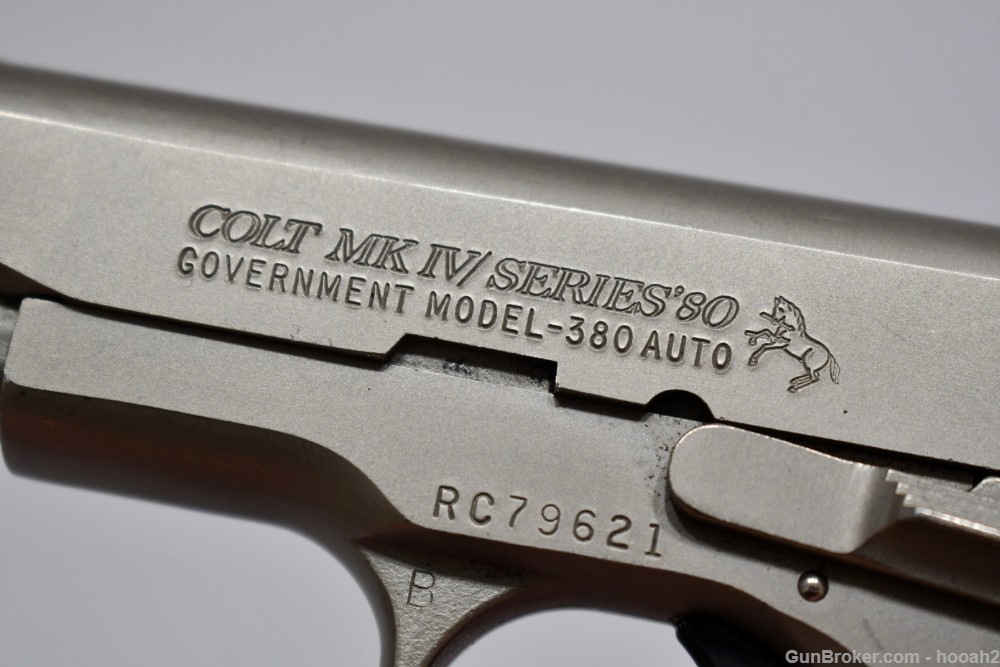 Colt MKIV Series 80 Government  380 ACP Pistol Electroless Nickel W Box 86-img-26