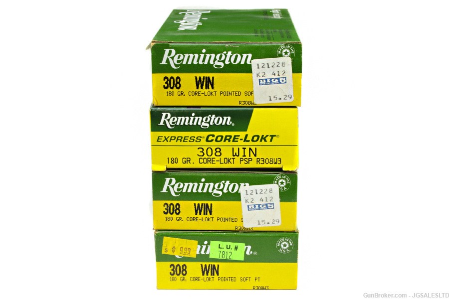 80rds Remington 308 Ammo, 180gr Core-Lokt SP Ammunition #R308W3-img-1
