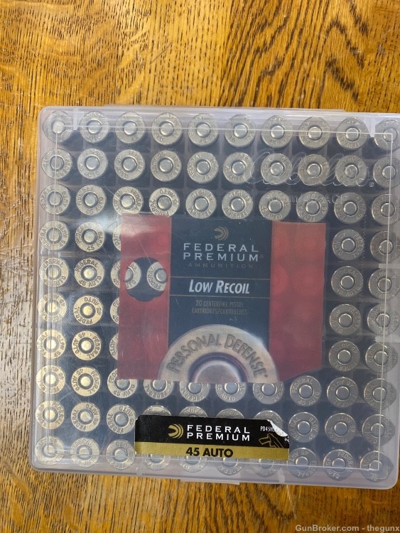 100rds Federal Hydroshock Managed Recoil .45 ACP 185gr-img-0