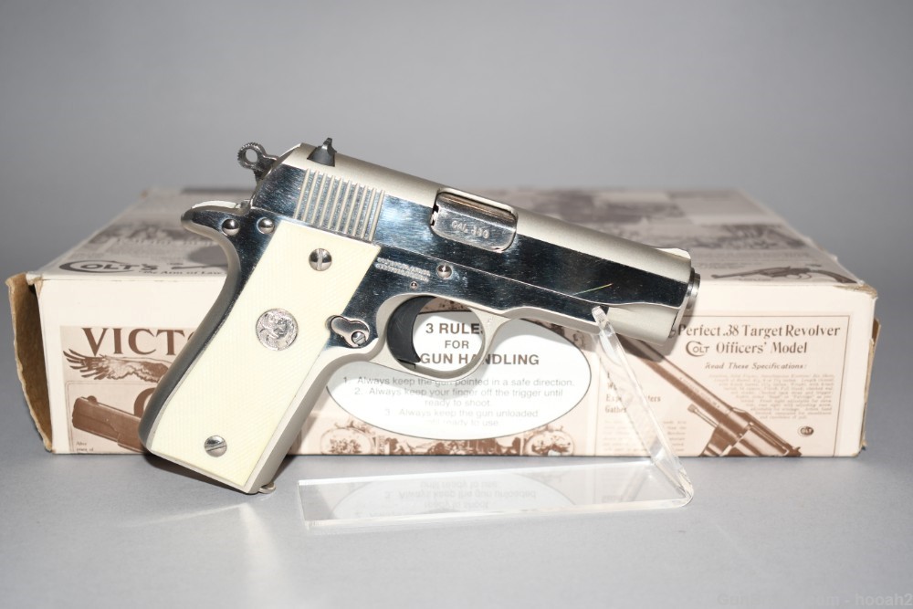 Colt MKIV Series 80 Government 380 ACP Pistol Bright Nickel W Box-img-0