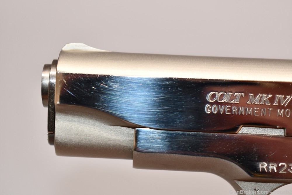 Colt MKIV Series 80 Government 380 ACP Pistol Bright Nickel W Box-img-13