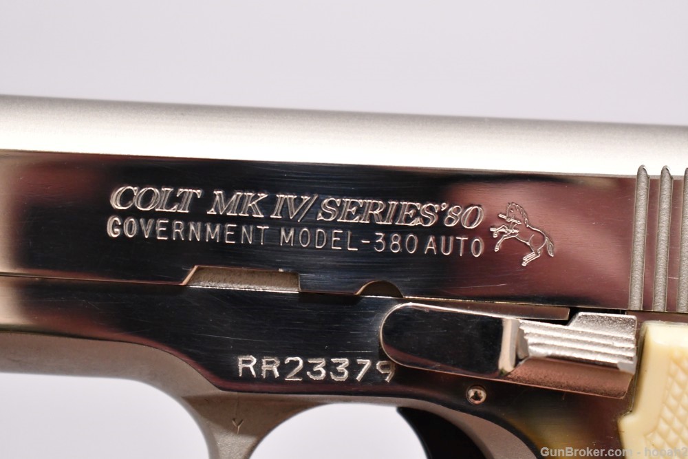 Colt MKIV Series 80 Government 380 ACP Pistol Bright Nickel W Box-img-12
