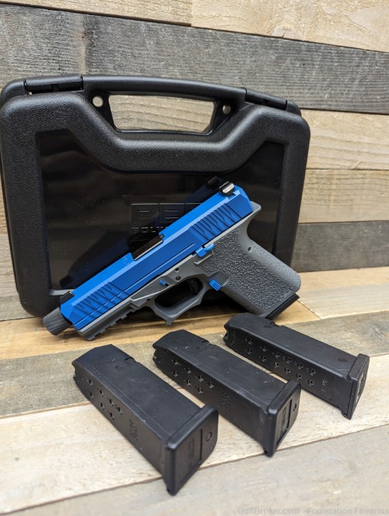 Polymer 80 - PFC9 Semi Auto 9mm Pistol Threaded  Blue Cerakote 4 Total Mags-img-0
