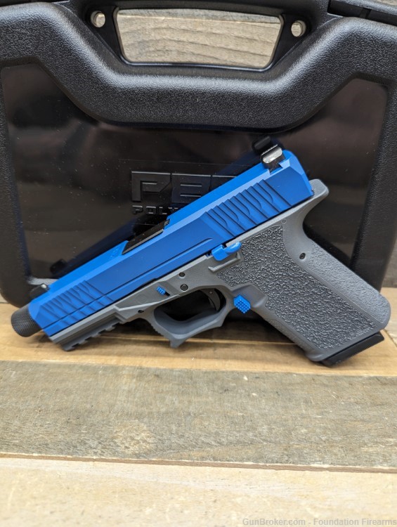 Polymer 80 - PFC9 Semi Auto 9mm Pistol Threaded  Blue Cerakote 4 Total Mags-img-1