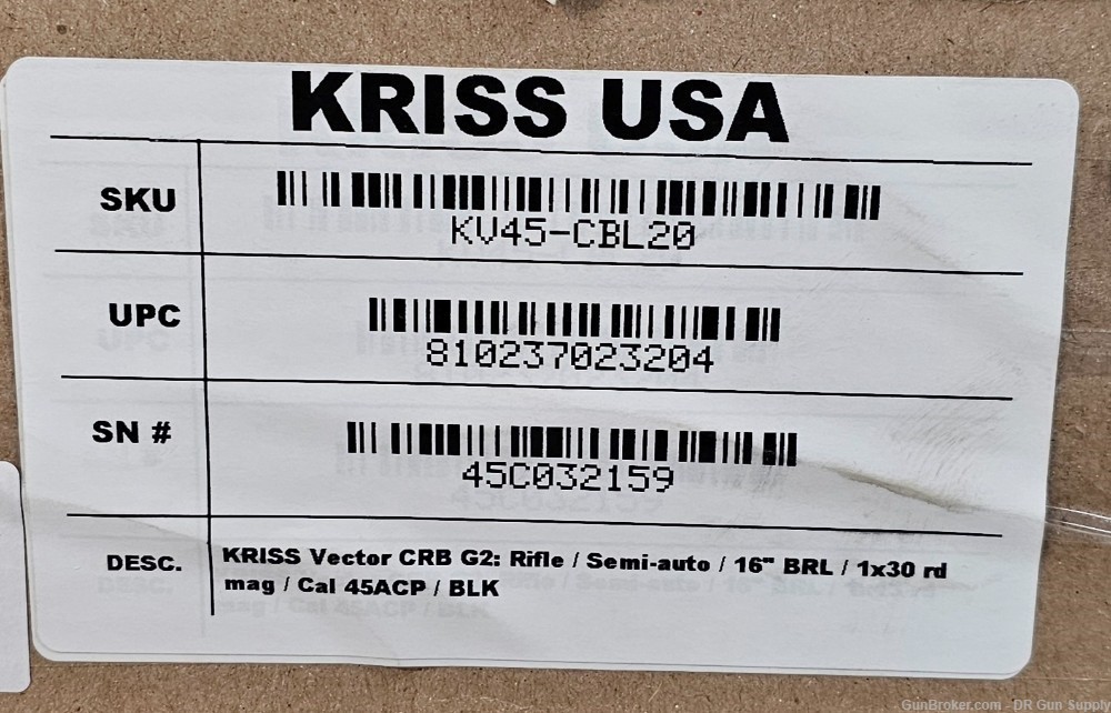 Kriss Vector CBR Gen II 45 ACP 16" 30RD KV45CBL20 NO CC FEE!-img-3