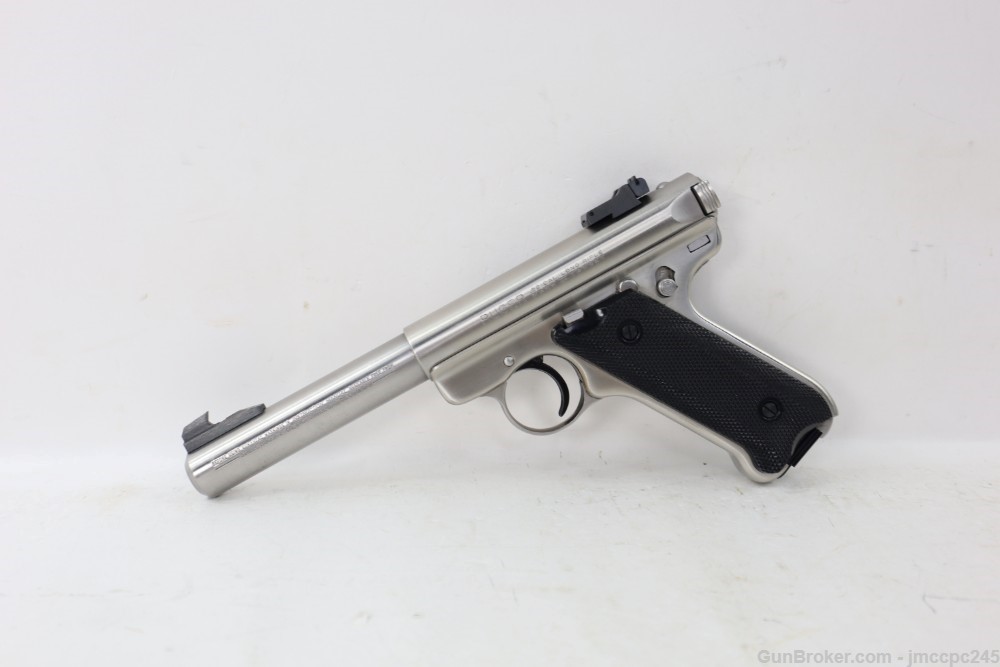 Very Nice Stainless Ruger Mark II Target .22 LR Semi Auto Pistol Made 1987 -img-0