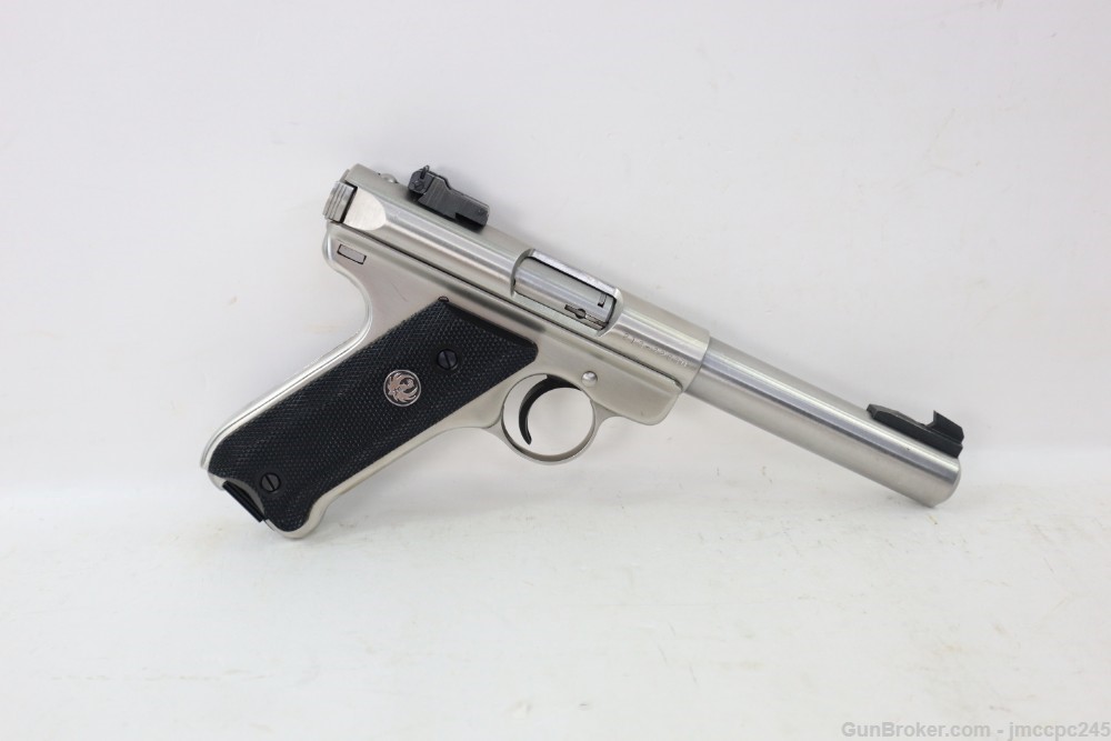 Very Nice Stainless Ruger Mark II Target .22 LR Semi Auto Pistol Made 1987 -img-1
