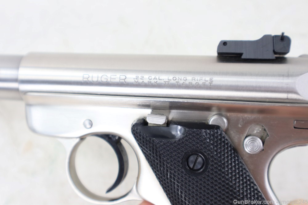 Very Nice Stainless Ruger Mark II Target .22 LR Semi Auto Pistol Made 1987 -img-6