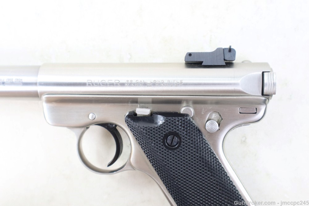 Very Nice Stainless Ruger Mark II Target .22 LR Semi Auto Pistol Made 1987 -img-4