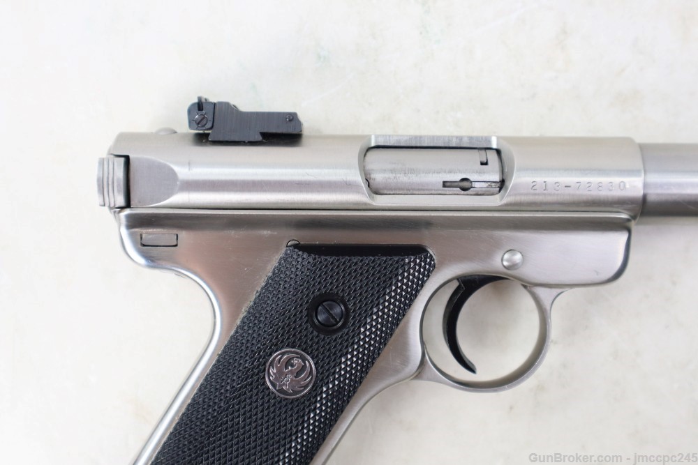 Very Nice Stainless Ruger Mark II Target .22 LR Semi Auto Pistol Made 1987 -img-9