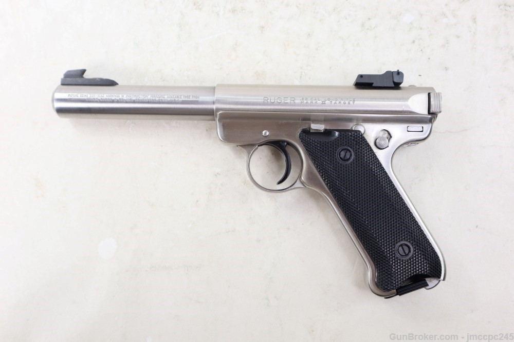 Very Nice Stainless Ruger Mark II Target .22 LR Semi Auto Pistol Made 1987 -img-2