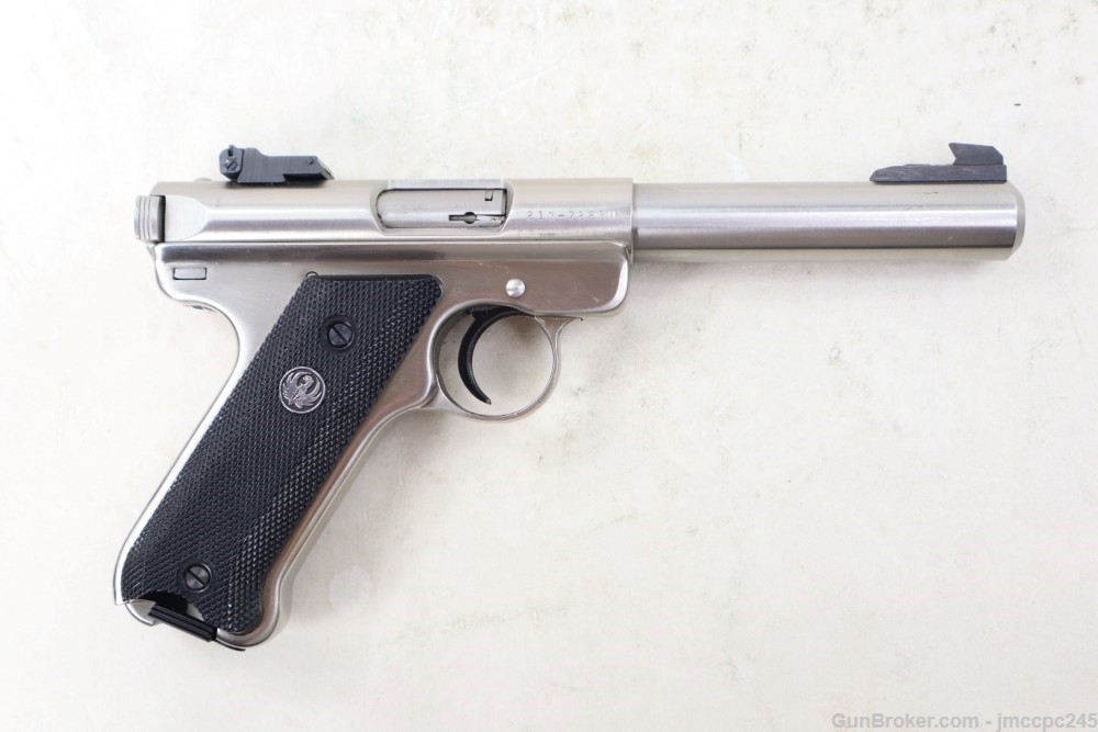 Very Nice Stainless Ruger Mark II Target .22 LR Semi Auto Pistol Made 1987 -img-7