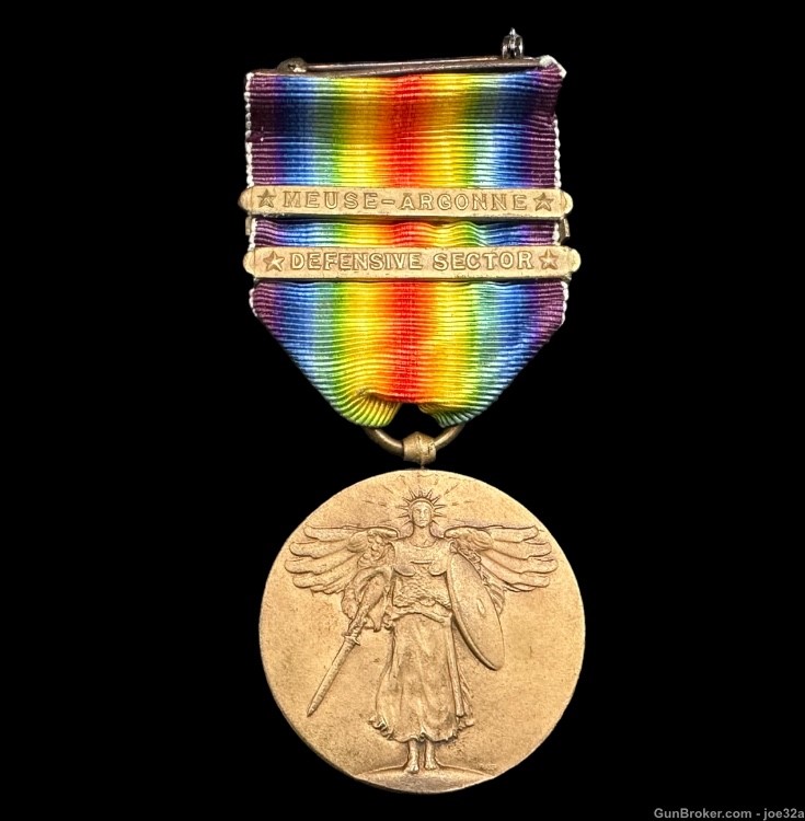WW1 US Victory Medal Argonne Defensive Sector pre WW2 WWII badge uniform-img-1