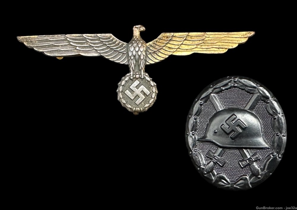WW2 German Black Wound Badge Kriegsmarine Eagle medal WWII uniform “95”  km-img-0