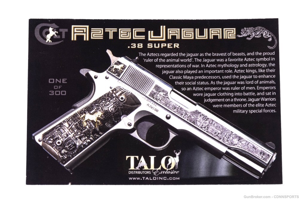 TALO Colt 1911 Aztec Jaguar Stainless .38 Super 287 of 300 NEW FROM 2017-img-10