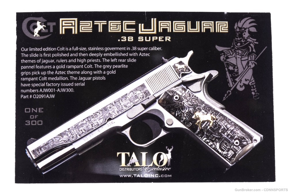 TALO Colt 1911 Aztec Jaguar Stainless .38 Super 287 of 300 NEW FROM 2017-img-11