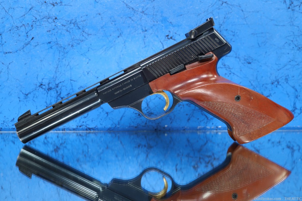 FN (BROWNING) 150 22 TARGET PISTOL BLUED, WOOD GRIPS, MADE IN BELGIUM-img-1