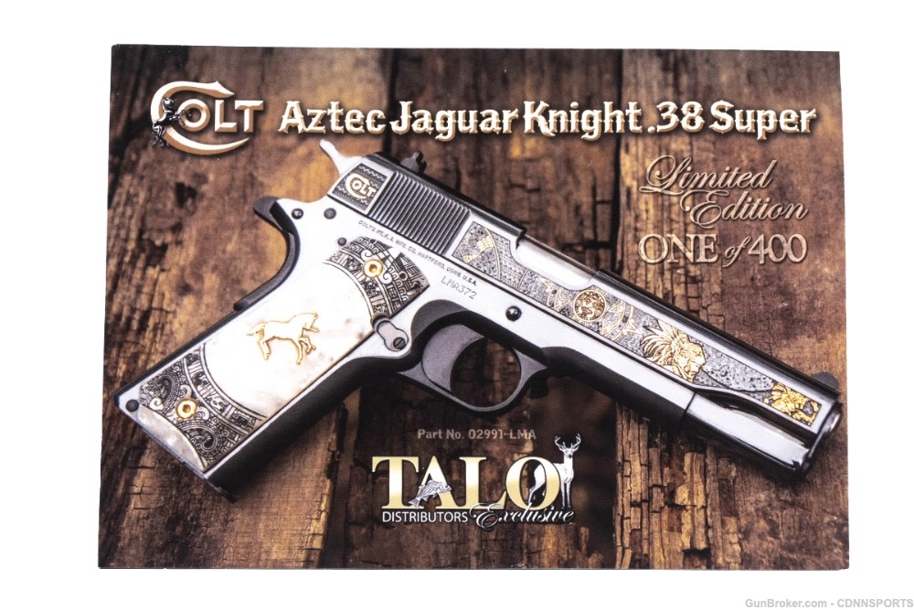 TALO Colt Aztec Jaguar Knight .38 Super 1 of 400 MOST ELABORATE AZTEC 2019-img-10