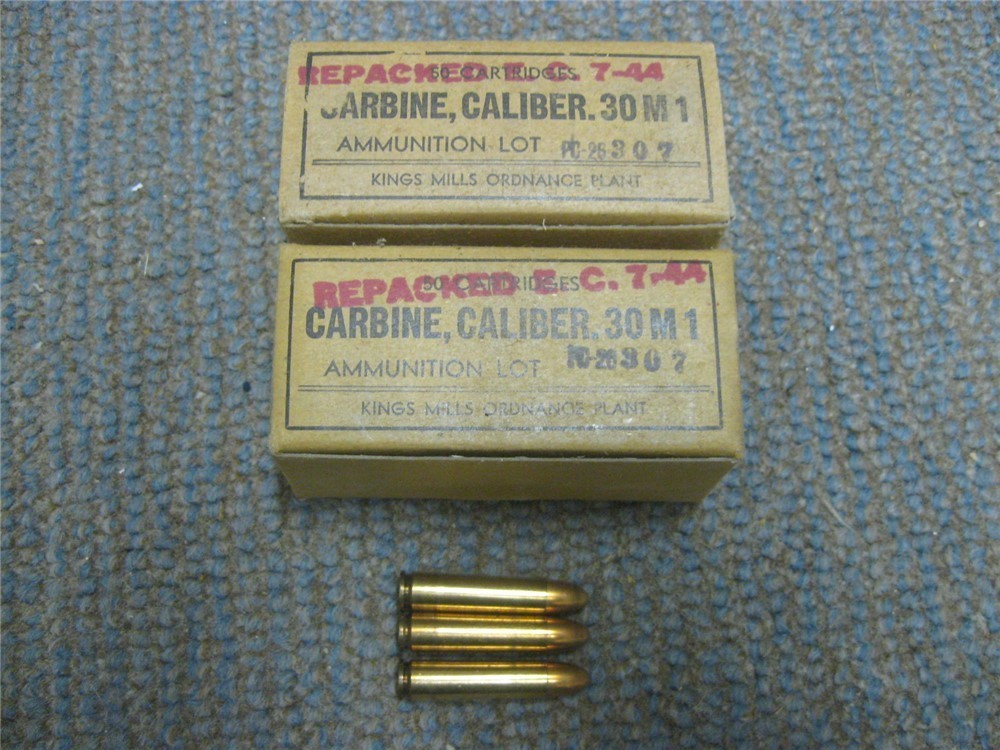 .30 Carbine Ammo Kings Mills USGI WW2 1943 Rare Wartime Maker-img-0